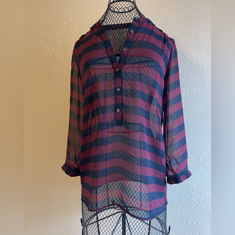 Banana Republic Sheer Striped Blouse | Medium